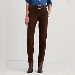 Ralph Lauren Stretch Goat-Suede Ankle Pants